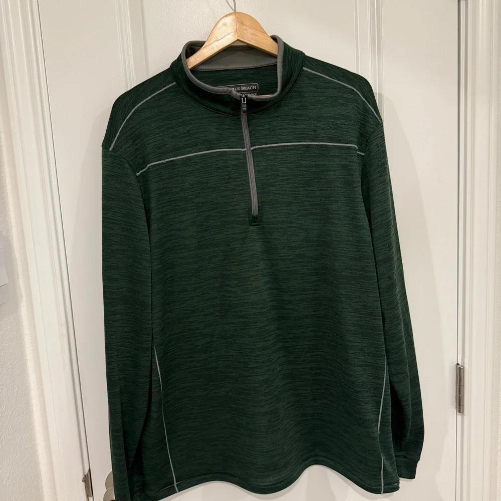 Pebble Beach Green Dry Luxe Performance Men's 1/4 Zip Pullover Size XL Golf - Picture 2 of 7